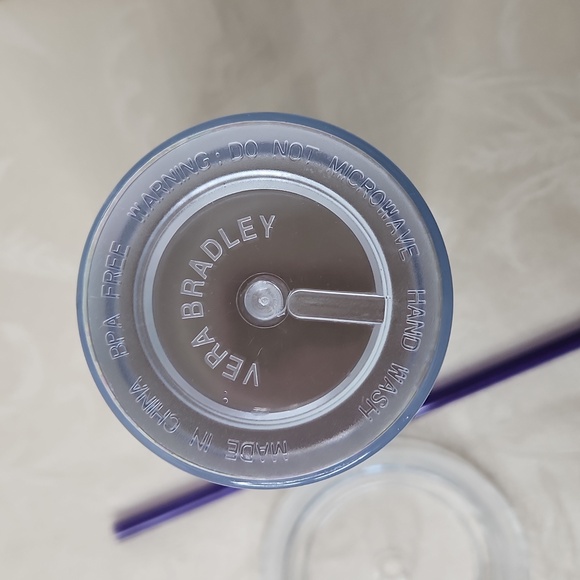 Vera Bradley 20oz purple teal paisley print tumbler with straw - Picture 4 of 7